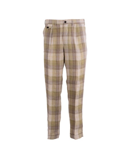 Shop GERMANO  Trousers: Germano checked trousers in linen blend.
Button and zip closure.
American pockets in front, welt pockets in back.
Composition: 76% Linen, 24% Cotton.
Made in Italy.. 8717 CSG -0333VERDE